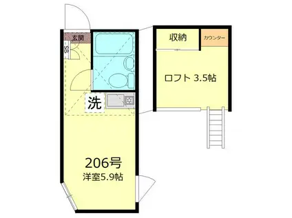マイプラン阿佐谷北B棟(ワンルーム/2階)の間取り写真