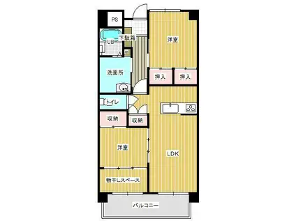 グラード西川津II(2LDK/8階)の間取り写真