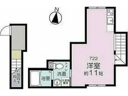 BIG APPLE 新宿ウエスト(ワンルーム/2階)の間取り写真