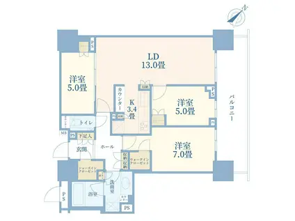 ブランズタワー豊洲(3LDK/26階)の間取り写真