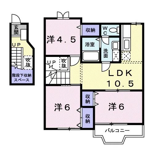 K・レジデンスI(3LDK/2階)の間取り写真