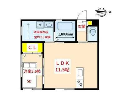 CARINO(1LDK/1階)の間取り写真