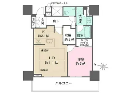 ザ・パークハウス大阪梅田タワー(1LDK/6階)の間取り写真