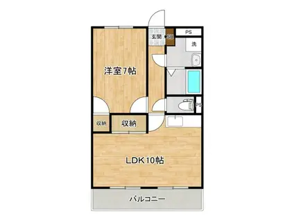 セブンラックマンション(1LDK/4階)の間取り写真