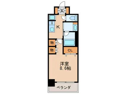 TENAS丸の内(1K/6階)の間取り写真