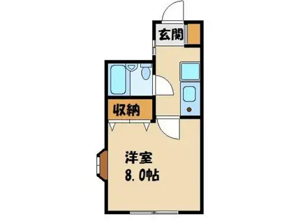 ヒルトップIII(1K/1階)の間取り写真