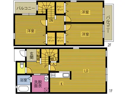 エヴァーグリーン羽田S棟(3LDK/1階)の間取り写真