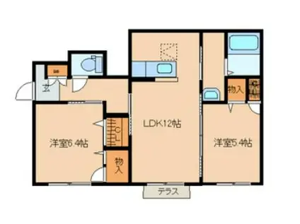 ソシオ美里(2LDK/1階)の間取り写真