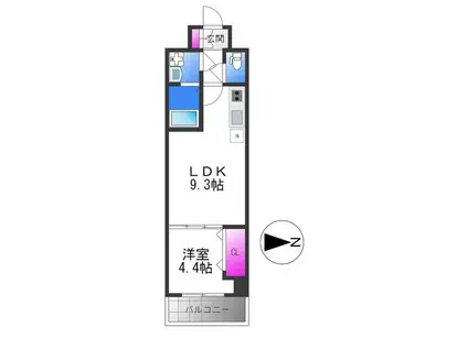 グランパシフィック北巽(1LDK/2階)の間取り写真