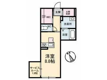 REINE若宮町(ワンルーム/1階)の間取り写真