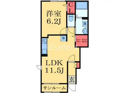 ドゥー・メゾン大網白里 I(1LDK/1階)の間取り写真
