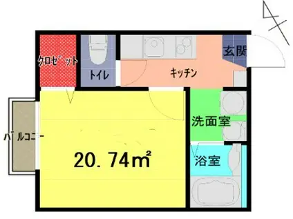 アズリア岩槻(1K/1階)の間取り写真