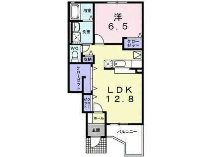 グリーンハイツ水海道A(1LDK/1階)の間取り写真