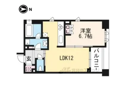 アトラス京都御所西(1LDK/3階)の間取り写真