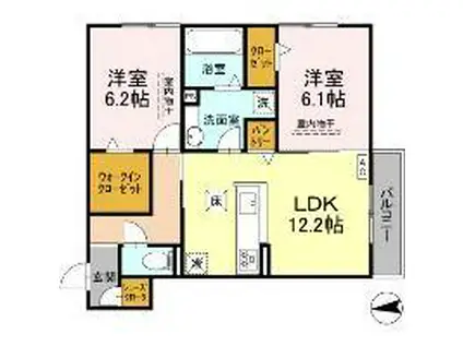 エコーDQ(2LDK/1階)の間取り写真