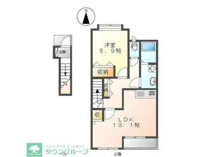 ネオハイム(1LDK/2階)の間取り写真