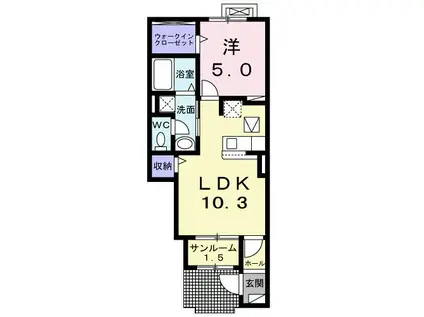 アルモニーC(1LDK/1階)の間取り写真