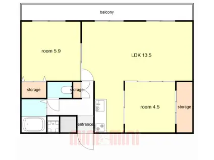 大町マンション(2LDK/2階)の間取り写真