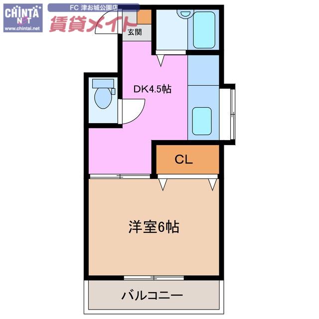 コーポイトウII(1DK/2階)の間取り写真