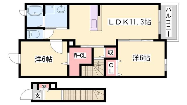 PRIMASTELLA(2LDK/2階)の間取り写真