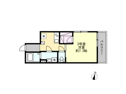 ベイルームSUNRISE KAWASAKI(1K/3階)の間取り写真