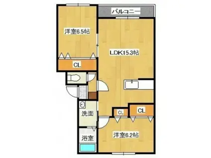 ル・シャルールレジェII(2LDK/1階)の間取り写真