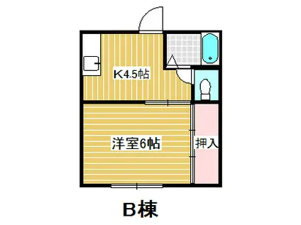 サンヒルズB(1DK/1階)の間取り写真