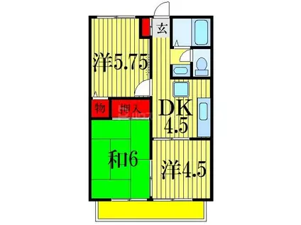 ライトコート国府台III(3DK/2階)の間取り写真