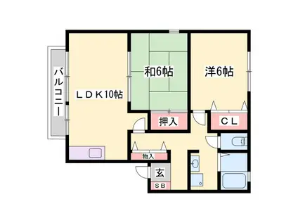 リブラスハイツI(2LDK/2階)の間取り写真