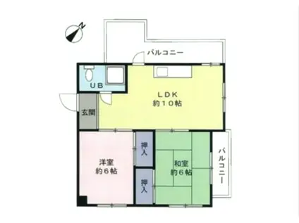 信濃町日鉄マンション(2LDK/1階)の間取り写真