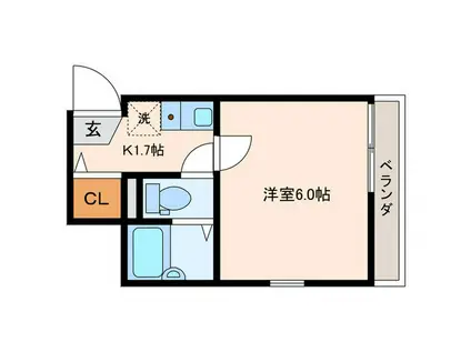 マーレ東あずま駅前(1K/3階)の間取り写真