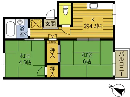 プレジール中村B(2K/2階)の間取り写真