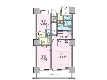 ロイヤルパークスタワー南千住(2LDK/26階)の間取り写真
