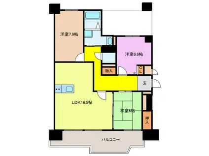 アメニティ瀬田川(3LDK/5階)の間取り写真