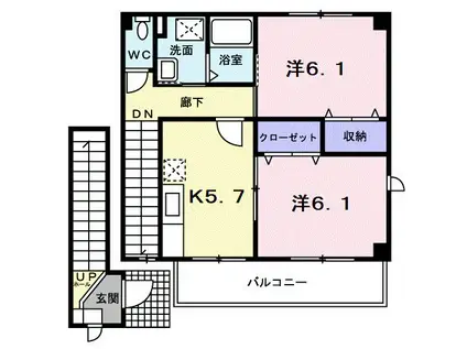 メゾン・プリムローズ(2K/2階)の間取り写真