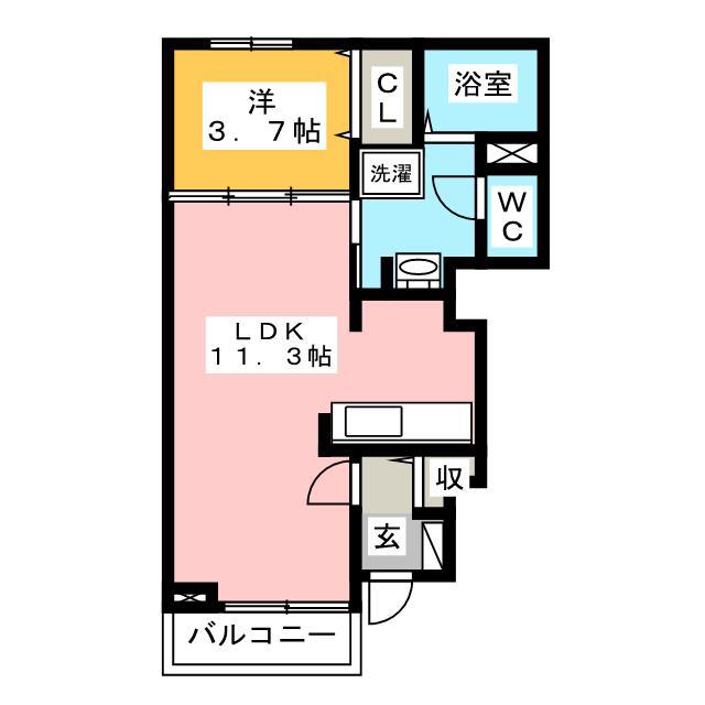 スリール ハウス I棟(1LDK/1階)の間取り写真