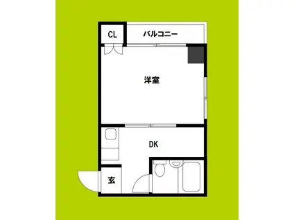 メビウス上本町西レジデンス(1DK/1階)の間取り写真