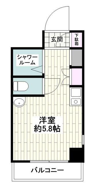 シーサイドビラ鵠沼(ワンルーム/2階)の間取り写真