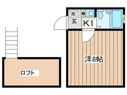 ルームジョイ(1K/2階)の間取り写真