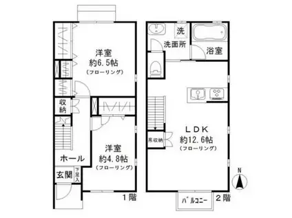 ソレイユ(2LDK/1階)の間取り写真