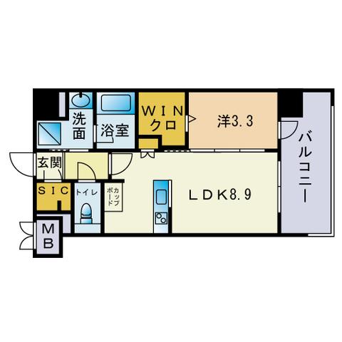 シーズンフラッツ平尾(1LDK/7階)の間取り写真