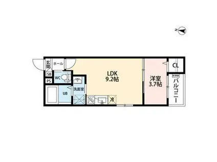 CRASTINE弥次ヱ町4丁目A棟クラスティ(1LDK/3階)の間取り写真