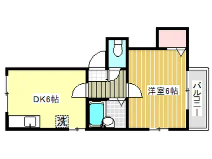 セレハウス(1DK/2階)の間取り写真
