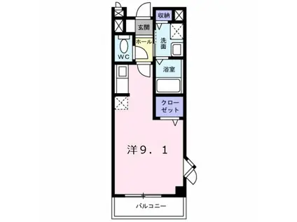 アヴァン・リヴィエール(ワンルーム/2階)の間取り写真