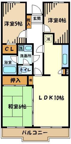 アーク河辺(3LDK/4階)の間取り写真