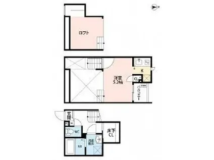 CB鳥栖グラン(1K/1階)の間取り写真