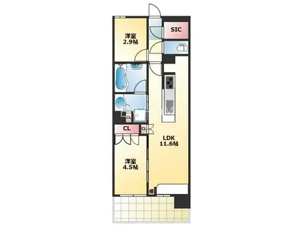 富士林プラザ15番館(2LDK/8階)の間取り写真