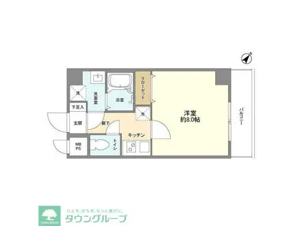 ドゥーエ上野池之端(1K/4階)の間取り写真