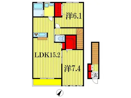 アルフラット椿森A(2LDK/2階)の間取り写真