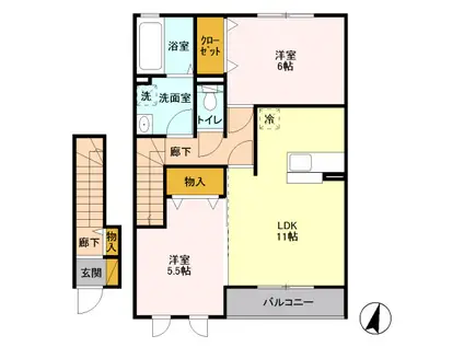 GARDENS II(2LDK/2階)の間取り写真